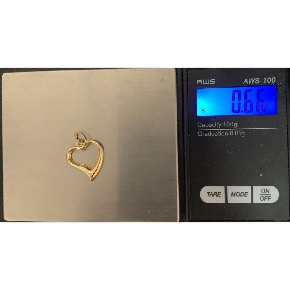 18K Gold Pendant Open Heart 0.66grams - Picture 10 of 10